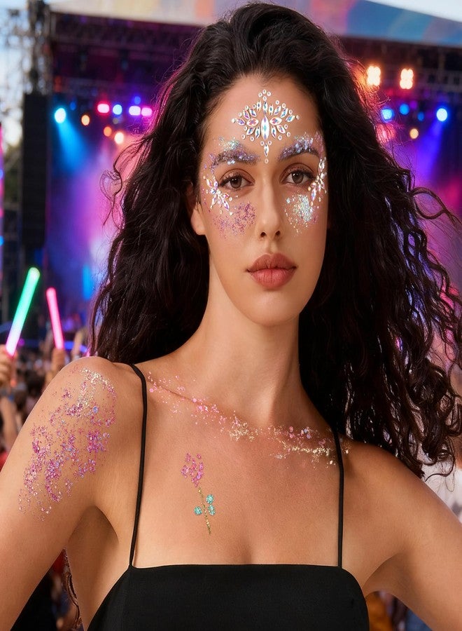 واي جي دي زد بريق الوجه المتوهج في الظلام من YGDZ، جل بريق الشعر والجسم، جواهر الوجه اللاصقة للنساء، أزياء المهرجانات والكرنفالات، زي حورية البحر لمكياج الهالوين، إكسسوارات حفلات الرقص الصاخبة لحفلات الإضاءة السوداء بالأشعة فوق البنفسجية - Image 2